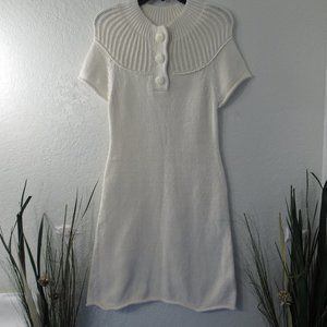 Mock Turtleneck Ivory Knit Sweater Dress Sz M